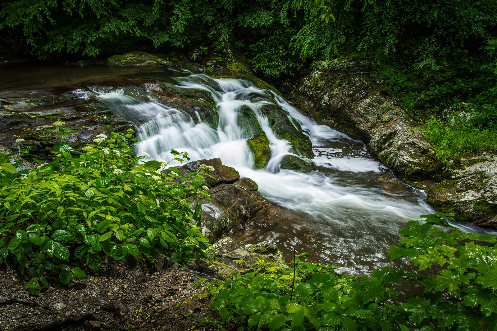 water flows down a hillside